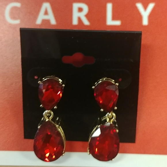 Red & Gold Rhinestone Tear Drop E… - Picture 4 of 7